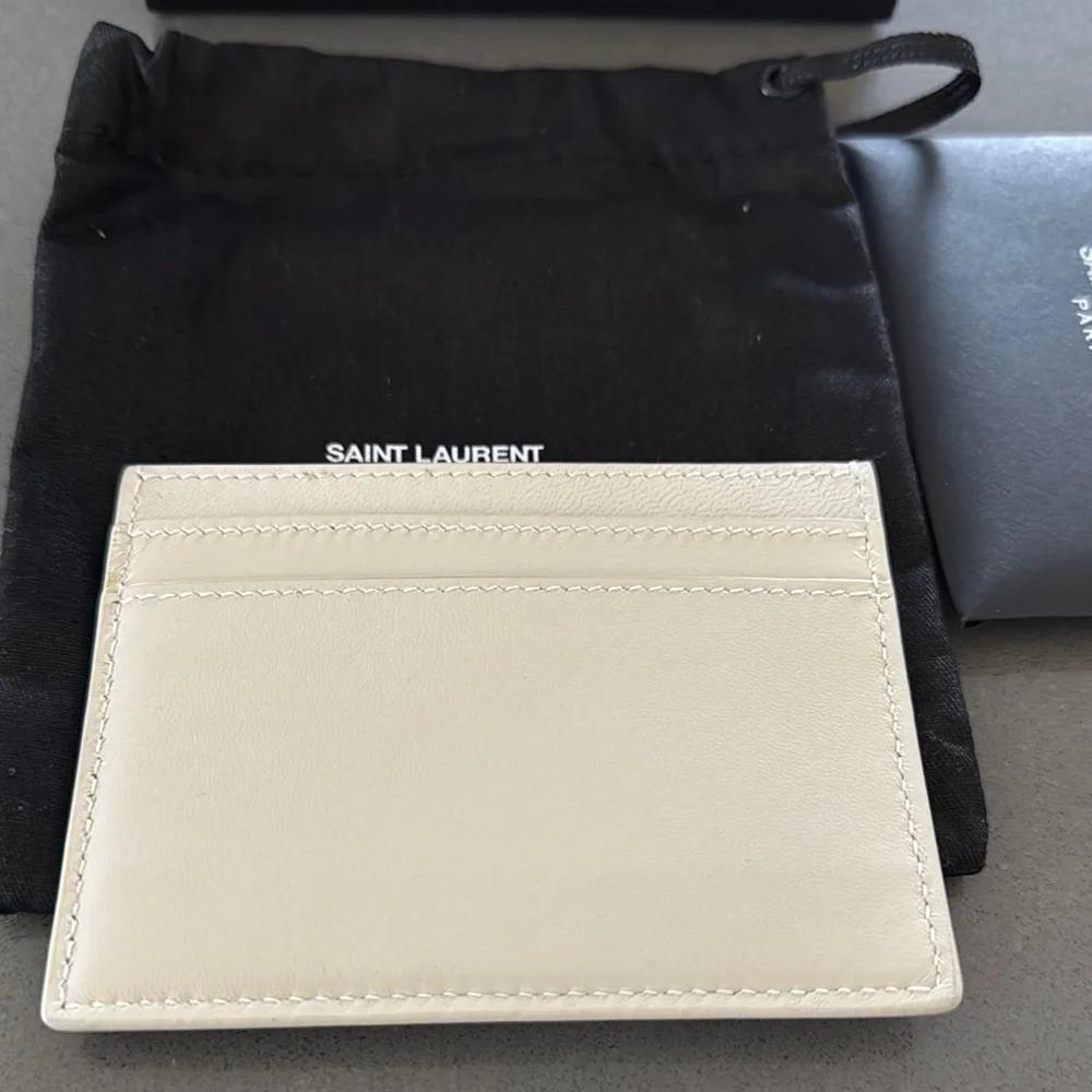 Saint Laurent NWT Cream Card Holder Wallet with Dust Bag & Box(full inclusion)
